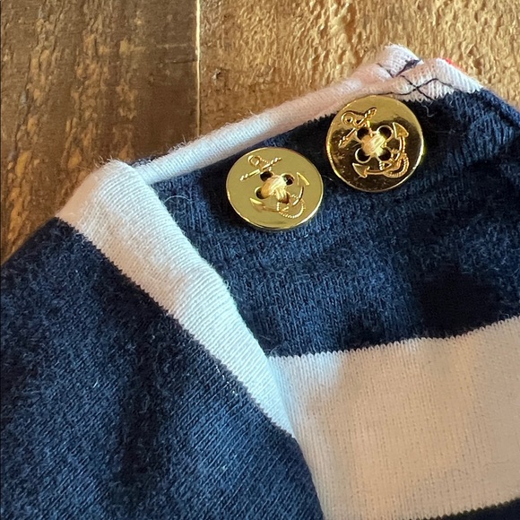 Ralph Lauren Nautical Dress EUC Gold Buttons 3/4 Sleeve Navy White and Red large - Picture 3 of 7